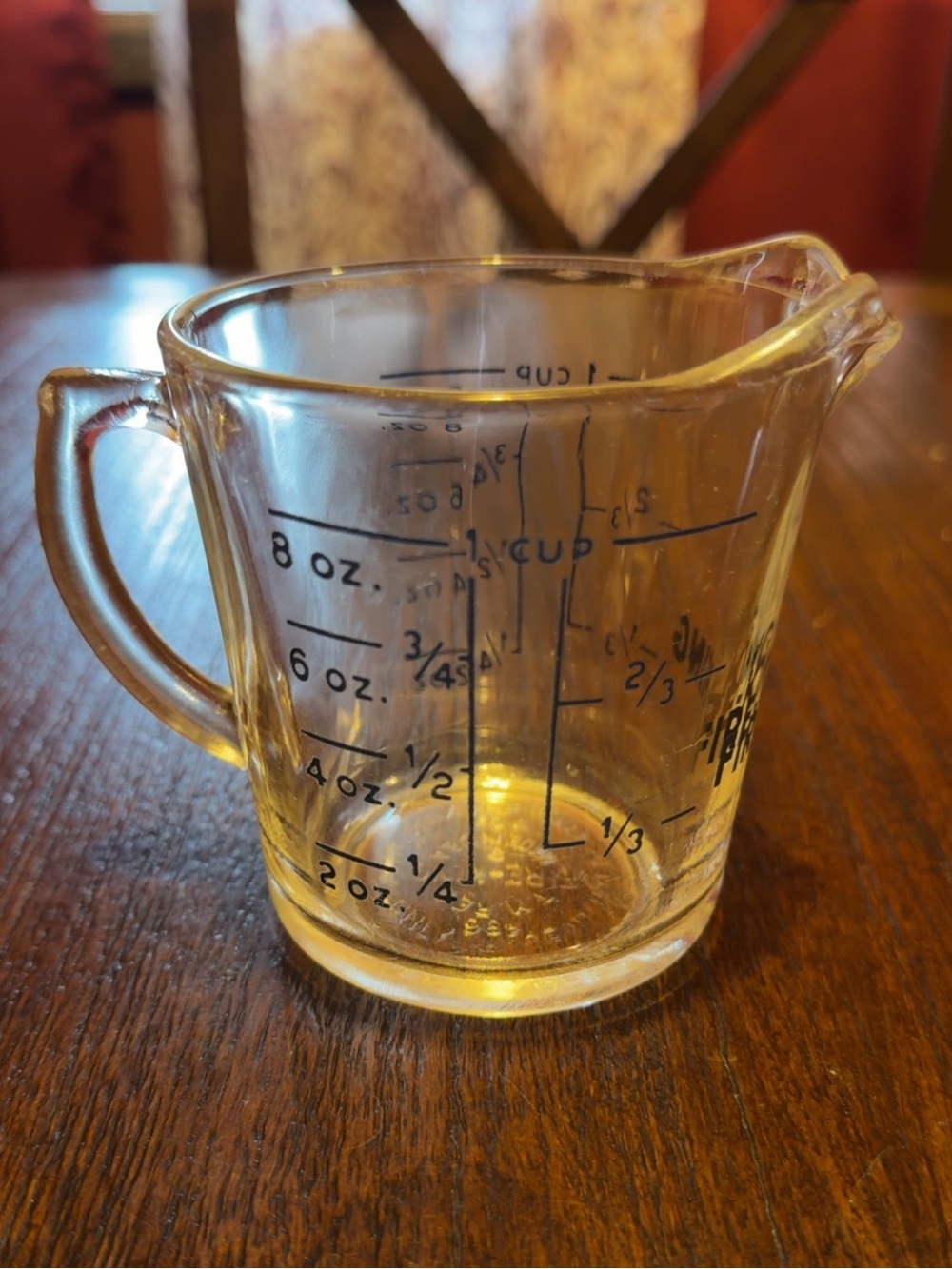 VTG FIRE-KING Glass Measuring Cup Black Letters 496 1 Cup Handle